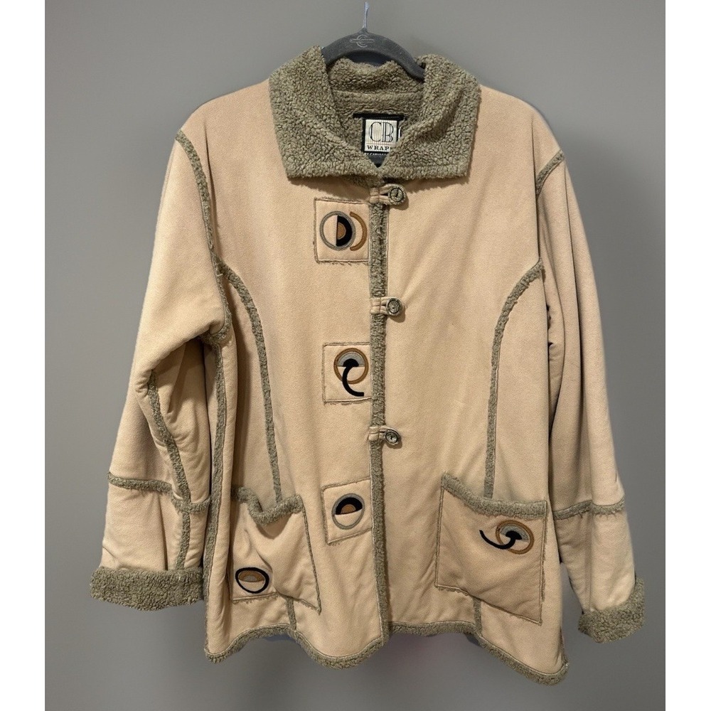 VTG Women's Suede Coat Jacket Sherpa Lined Boho Western Cowgirl M Dry Cleaned